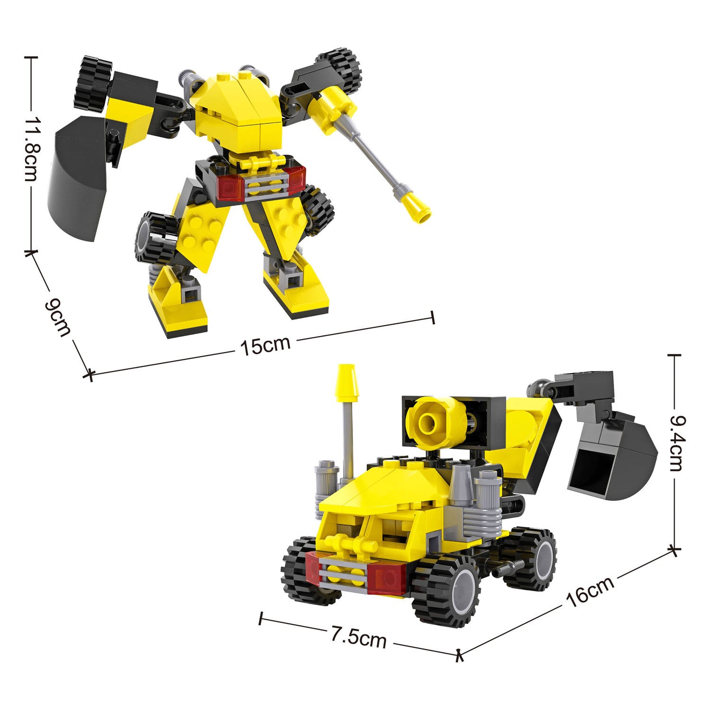 Juego de construcción de robot excavadora transformadora - 82 piezas.