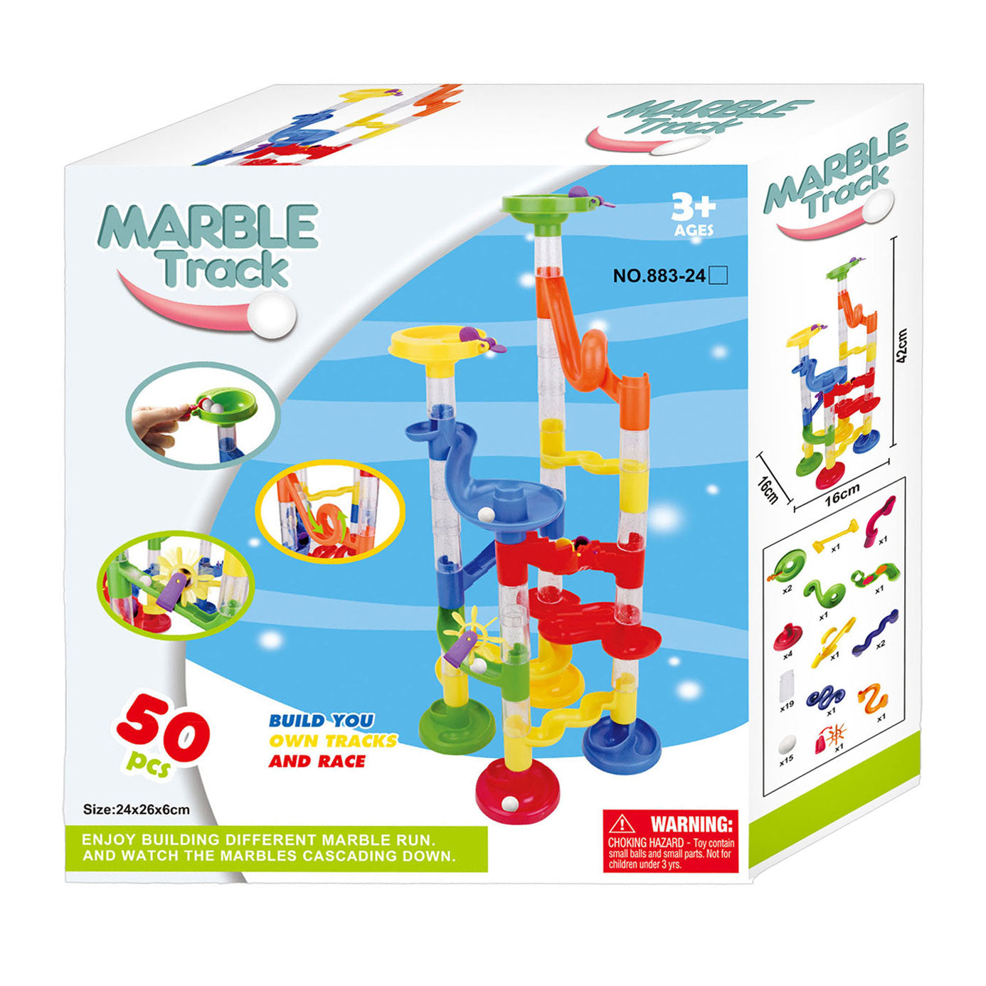 Pista per biglie, 50 pz.
