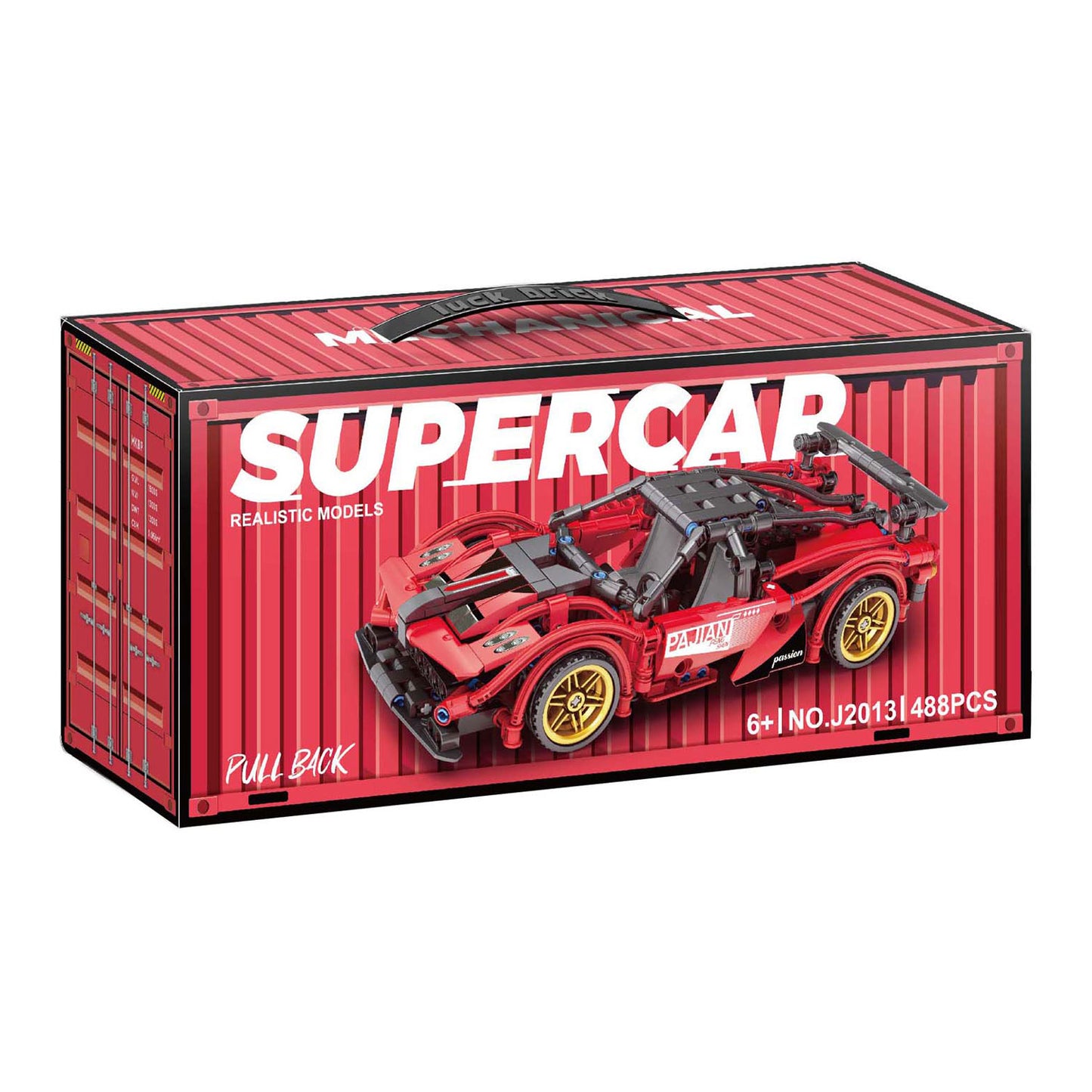 Juego de bloques de construcción para coche deportivo con retroceso - 488 uds.