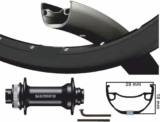 Ruota anteriore shimano kgs 28 29 pollici (622) Black Thru Axxle Centerlock 110 mm