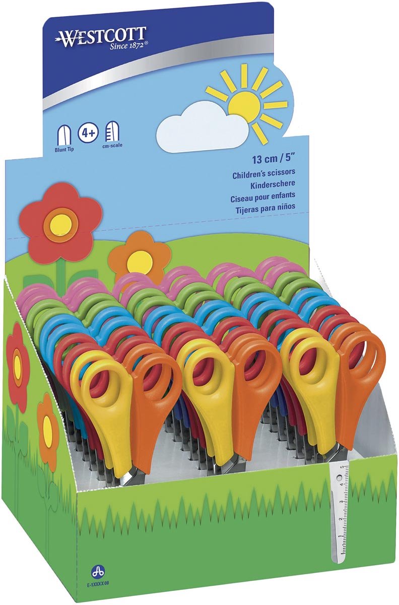 Westcott scissors kids cm division round point display 30 pieces assorted