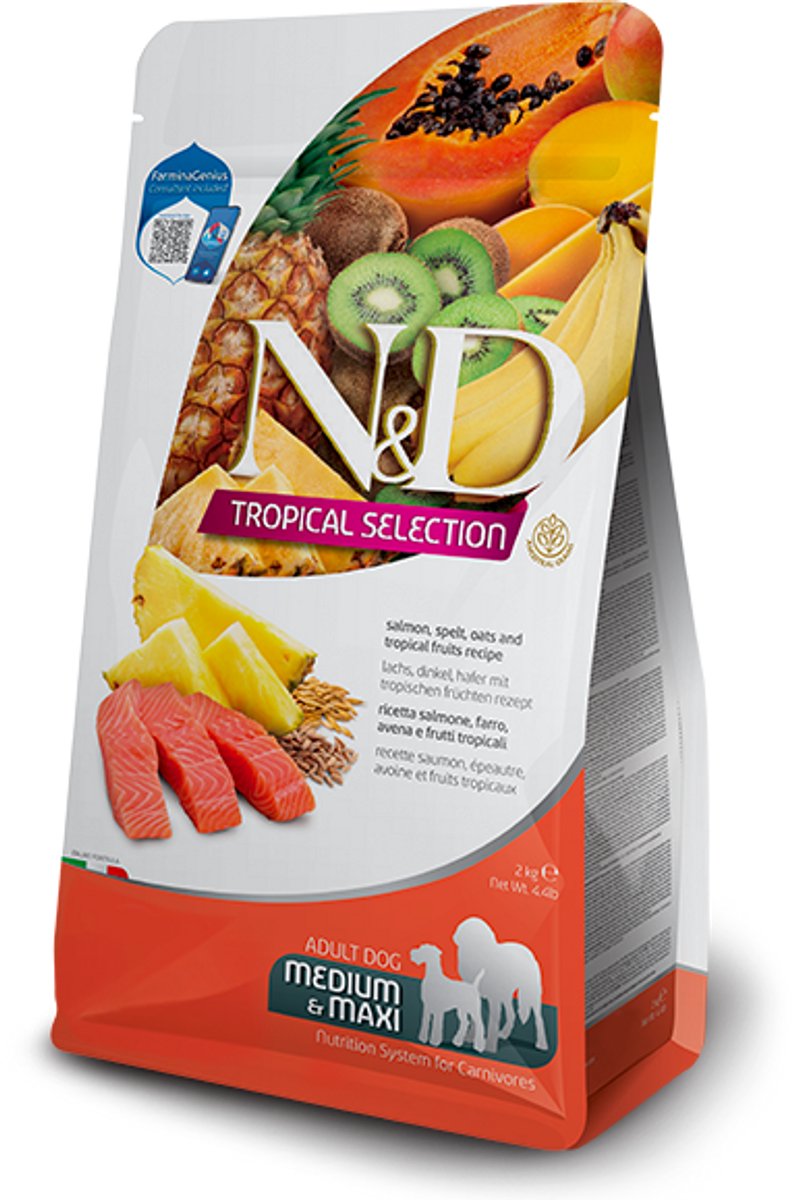 Farmina cibo per animali farmina n d tropical salmone adulto medi maxi cane 2kg