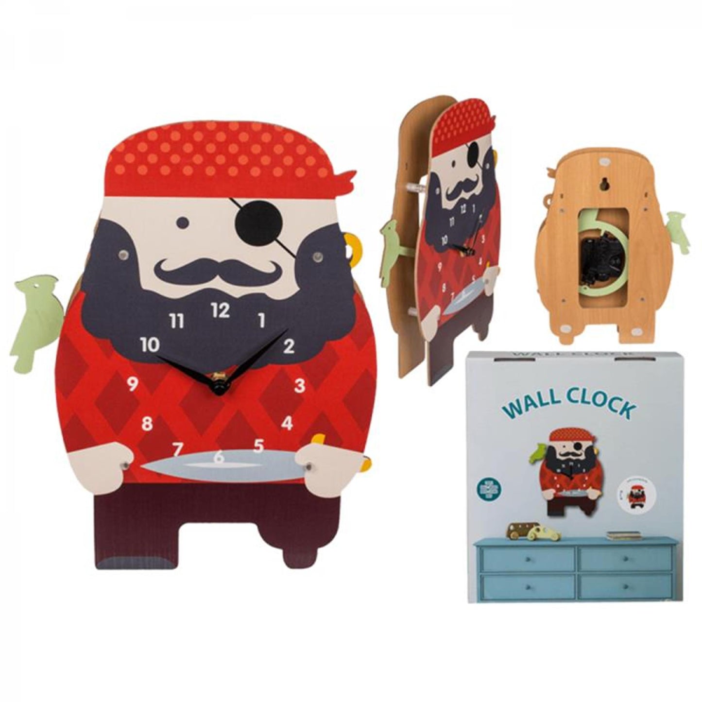 Out of the blue reloj de pared madera pirata 21x29cm infantil