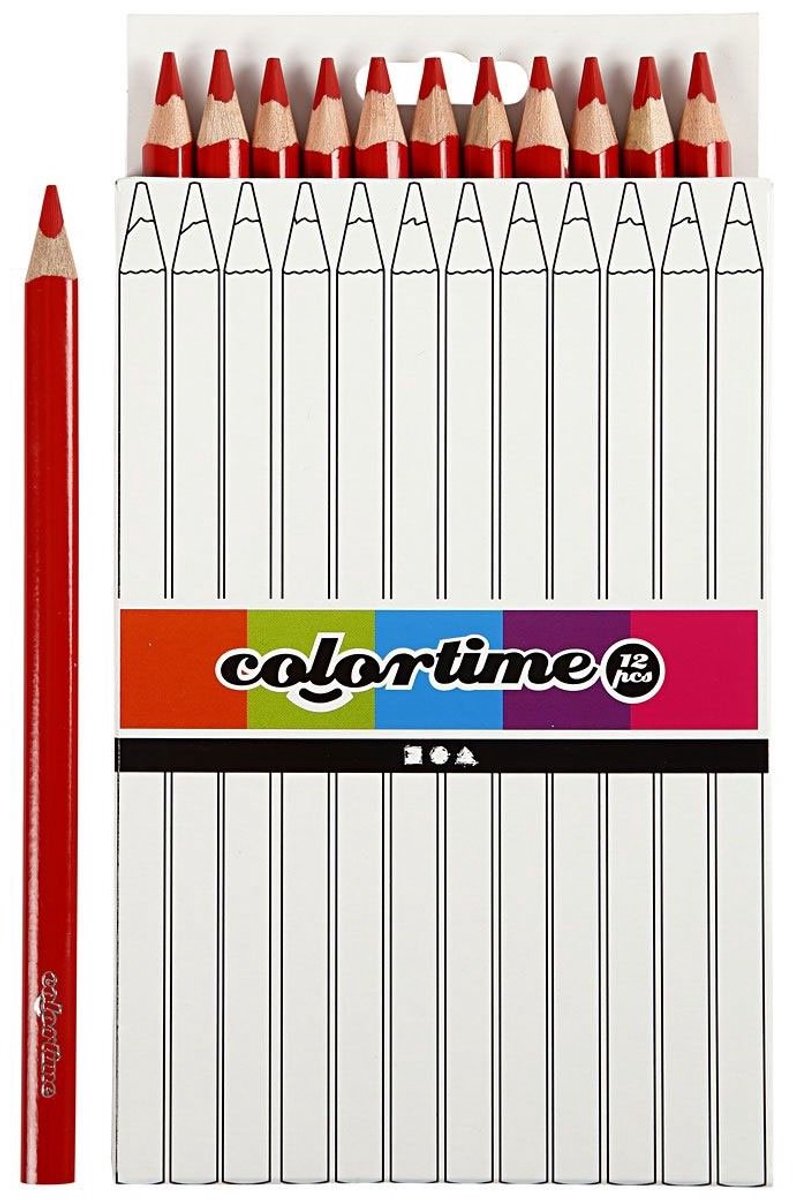 Creativ company driehoekige jumbo kleurpotloden - rood, 12st.