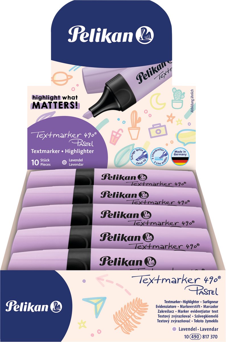 Pennarello Pelikan 490 - evidenziatore - viola pastello - 10 pezzi