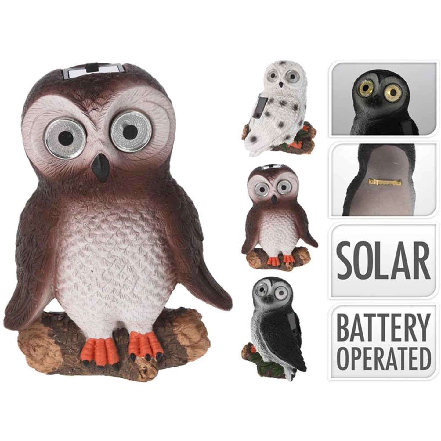 Gufo solare da giardino professionale 14,5x7x20 cm