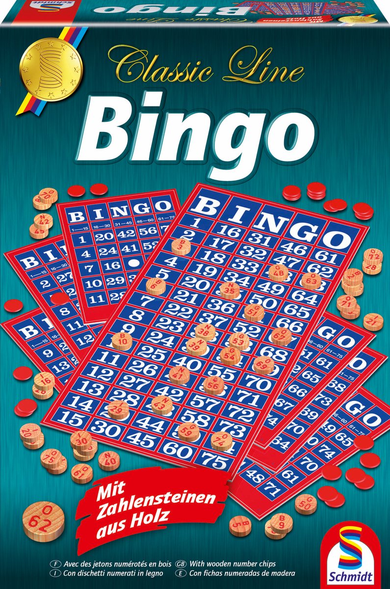 Schmidt spiele schmidt® - bingo - linea classica - gioco da tavolo - gioco d'azzardo per famiglie e gruppi - da 6 anni - 2+ giocatori
