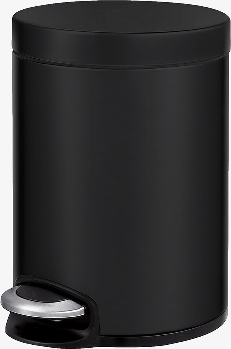 Eko - cubo de basura con pedal sereno de 5 litros - asa de plástico - negro mate - cubo de basura