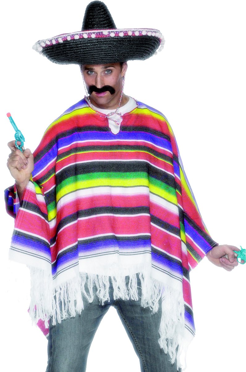 Smiffys poncho mexico, multicolor