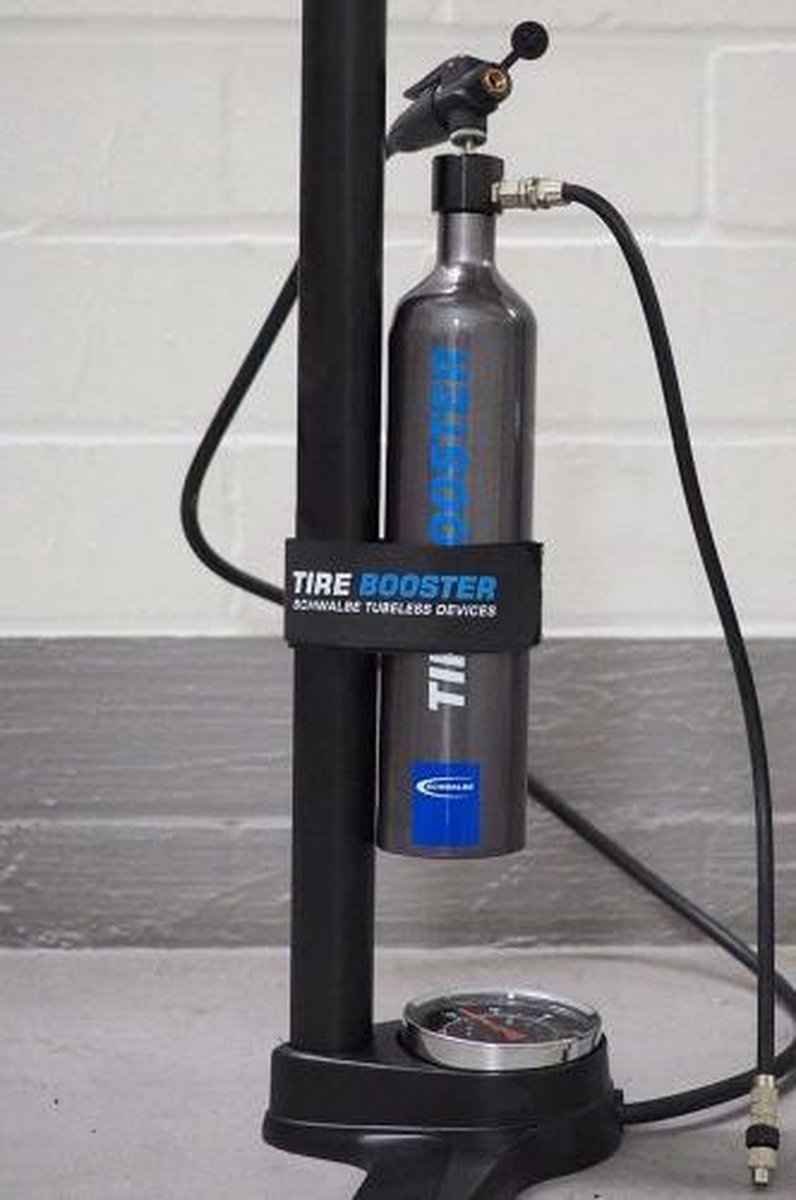 Schwalbe - Pompa per bicicletta tubeless con booster per pneumatici, inclusa cinghia di montaggio