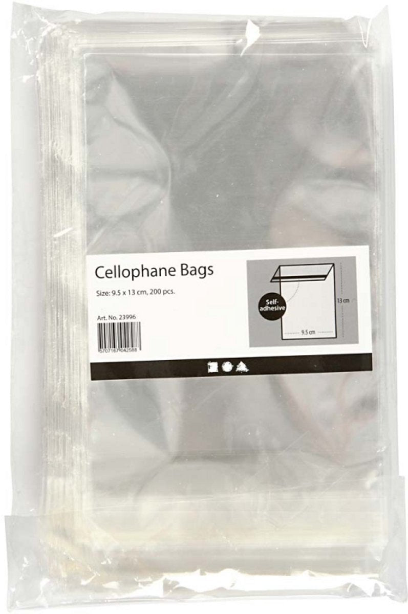 Bolsas de celofán de la empresa Creativ, alto: 12,9 cm, ancho: 9,7 cm, espesor 25 my, 200 piezas 1 caja
