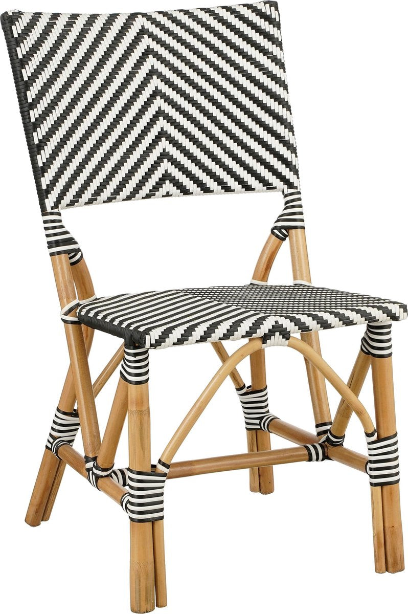 Sedia da bistrot Mandox con decorazioni Mica - l45,5 x l57 x h89 cm - rattan - nero, bianco