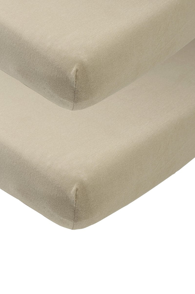 Meyco baby uni hoeslaken co-sleeper - 2-pack - taupe - 50x90cm