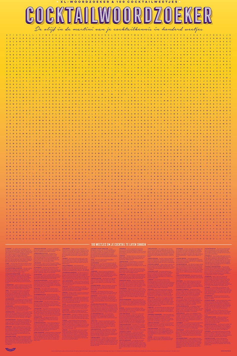 Stratier xl spelposter - cocktailwoordzoeker - 100 weetjes