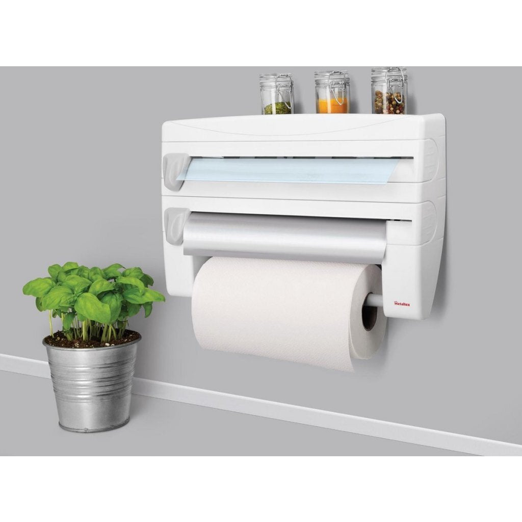 Porta rotellino da cucina Metaltex Metaltex con aiuto da taglio bianco