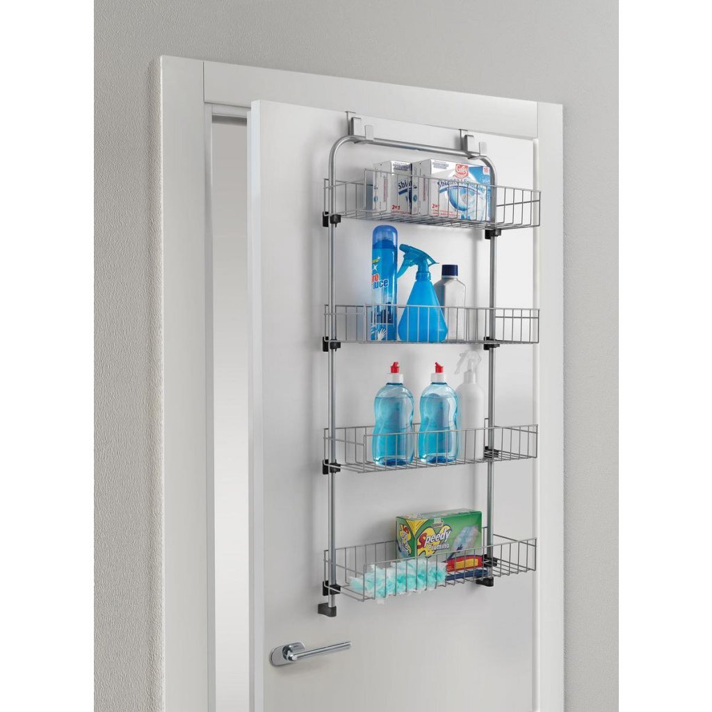 Porta per porte metalliche Metaltex 4 piani 17x45x103 cm in metallo argento