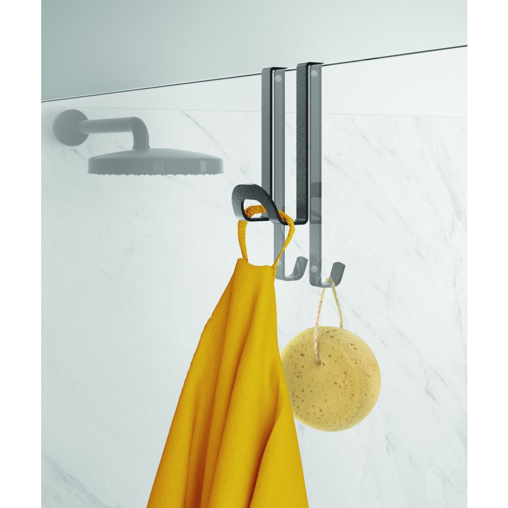 Gancio doppio Metaltex per parete doccia 5x6x14 cm nero
