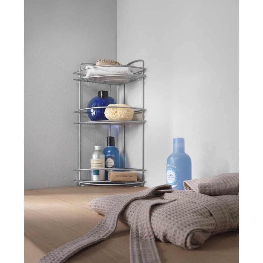Metaltex metaltex onda esquina de baño 3 pisos 22x22x53 cm de plata