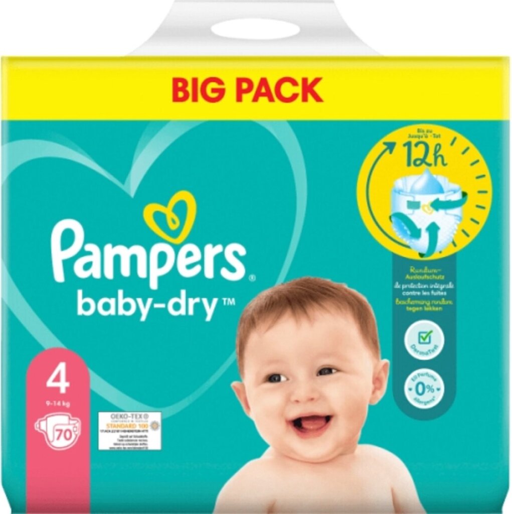 Pampers Pampers Baby Dry Tamaño 4 9-14 kg 70 pañales