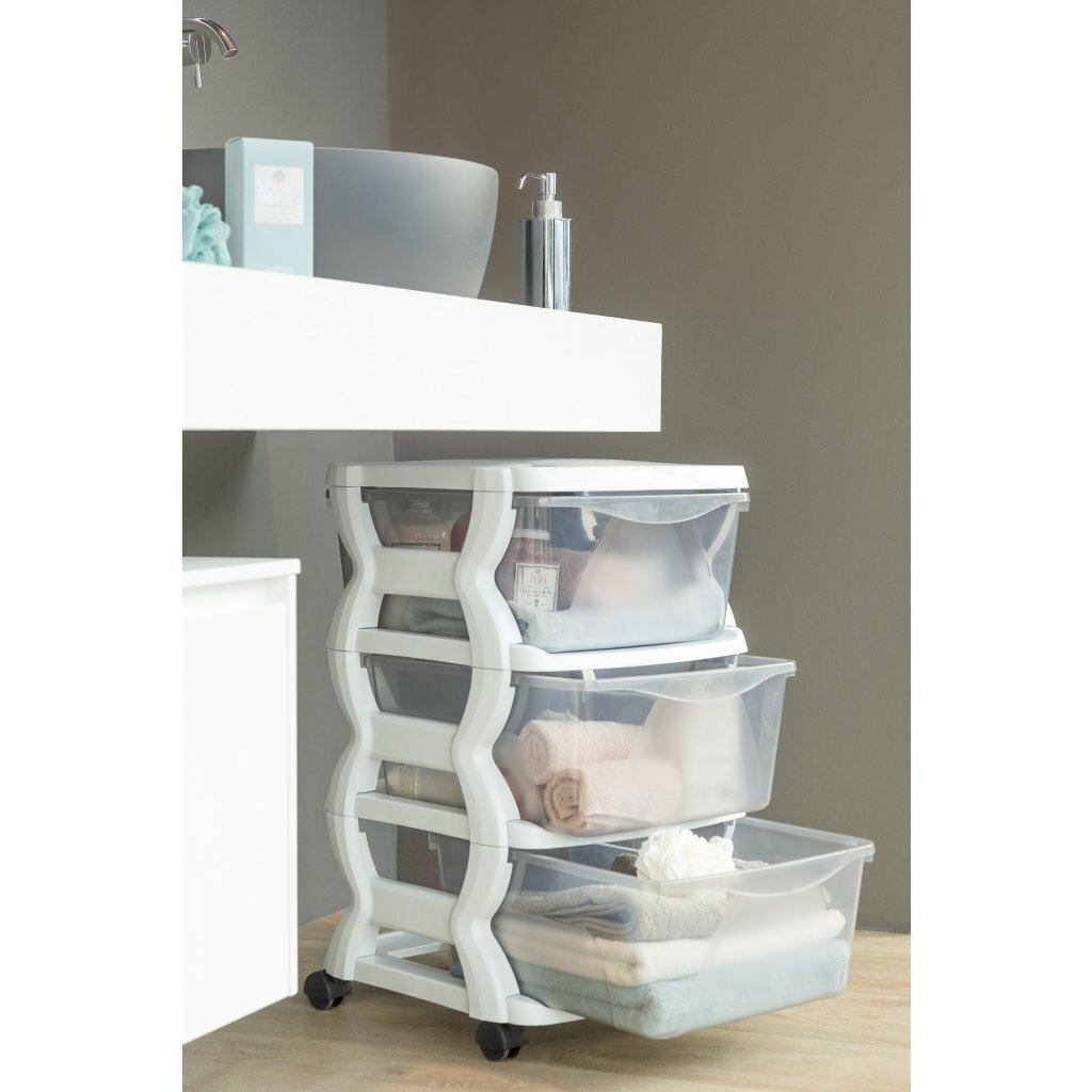 Sistema di cassetti Bama Insieme con ruote 3 cassetti 36x40x62 cm Transparente bianco