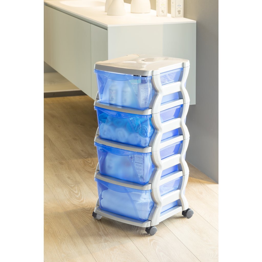 Bama Insieme Road System con ruote 4 carichi 36x40x80 cm Silver Blue Transparent