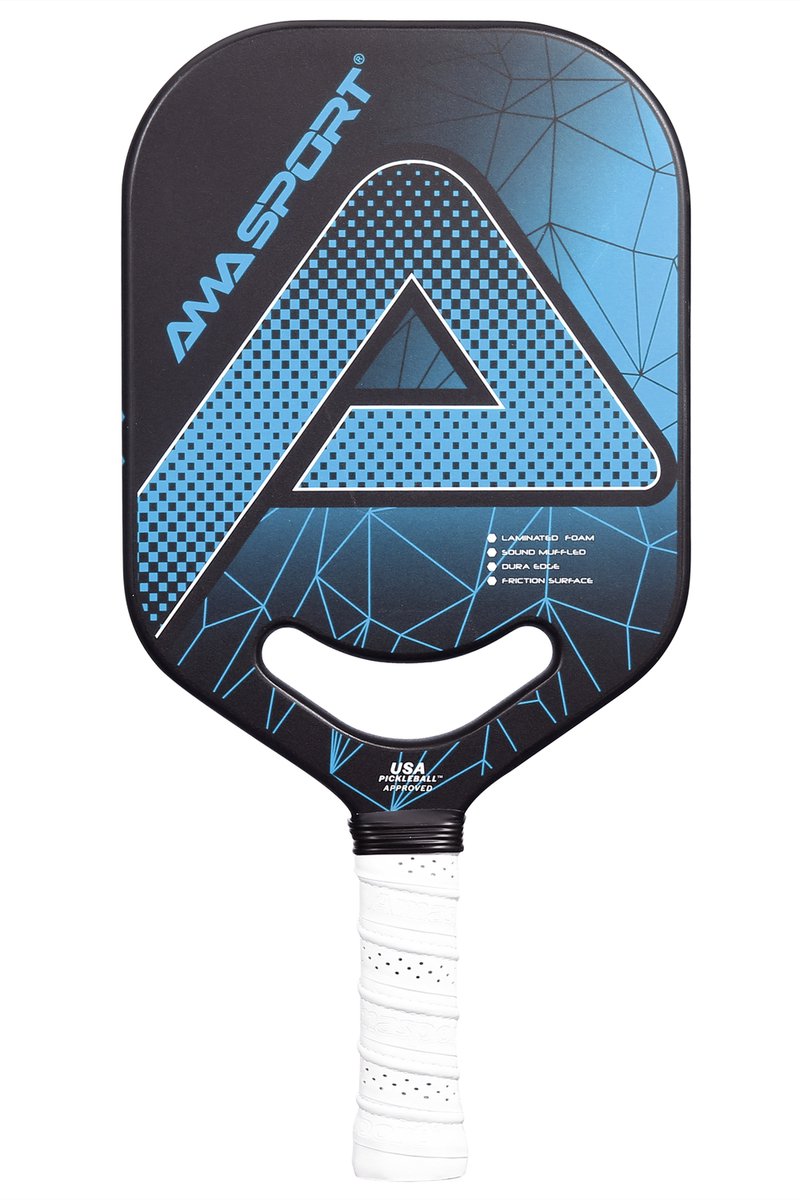Pala da pickleball Ama sport pp001-c1b blu nera – superficie in grafite – nucleo da 20 mm – manico forgiato aero-duraedge cx –