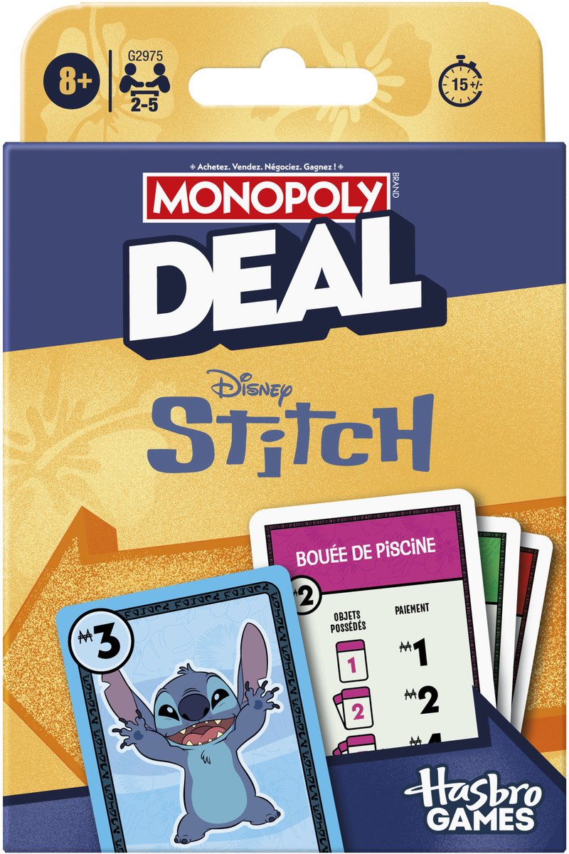 Oferta de Monopoly: edición Disney Stitch, juego de cartas, idioma francés.