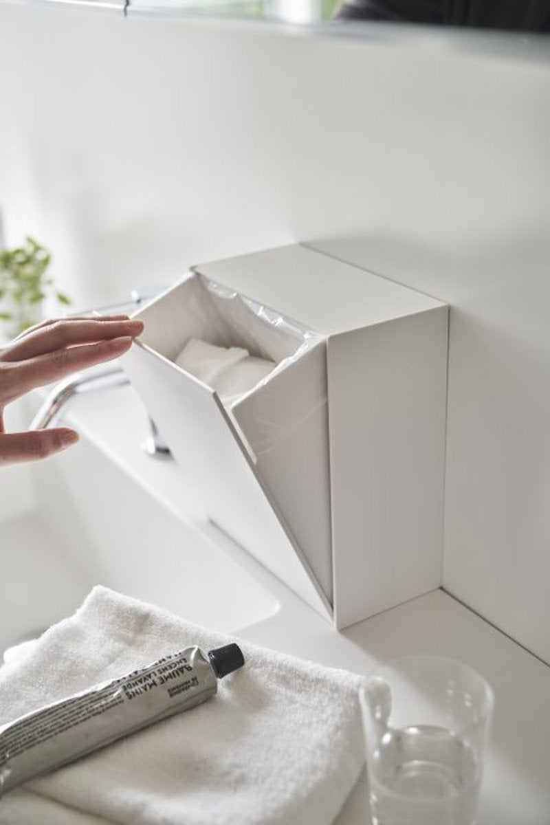 Papelera de baño autoadhesiva Yamazaki - torre - blanco