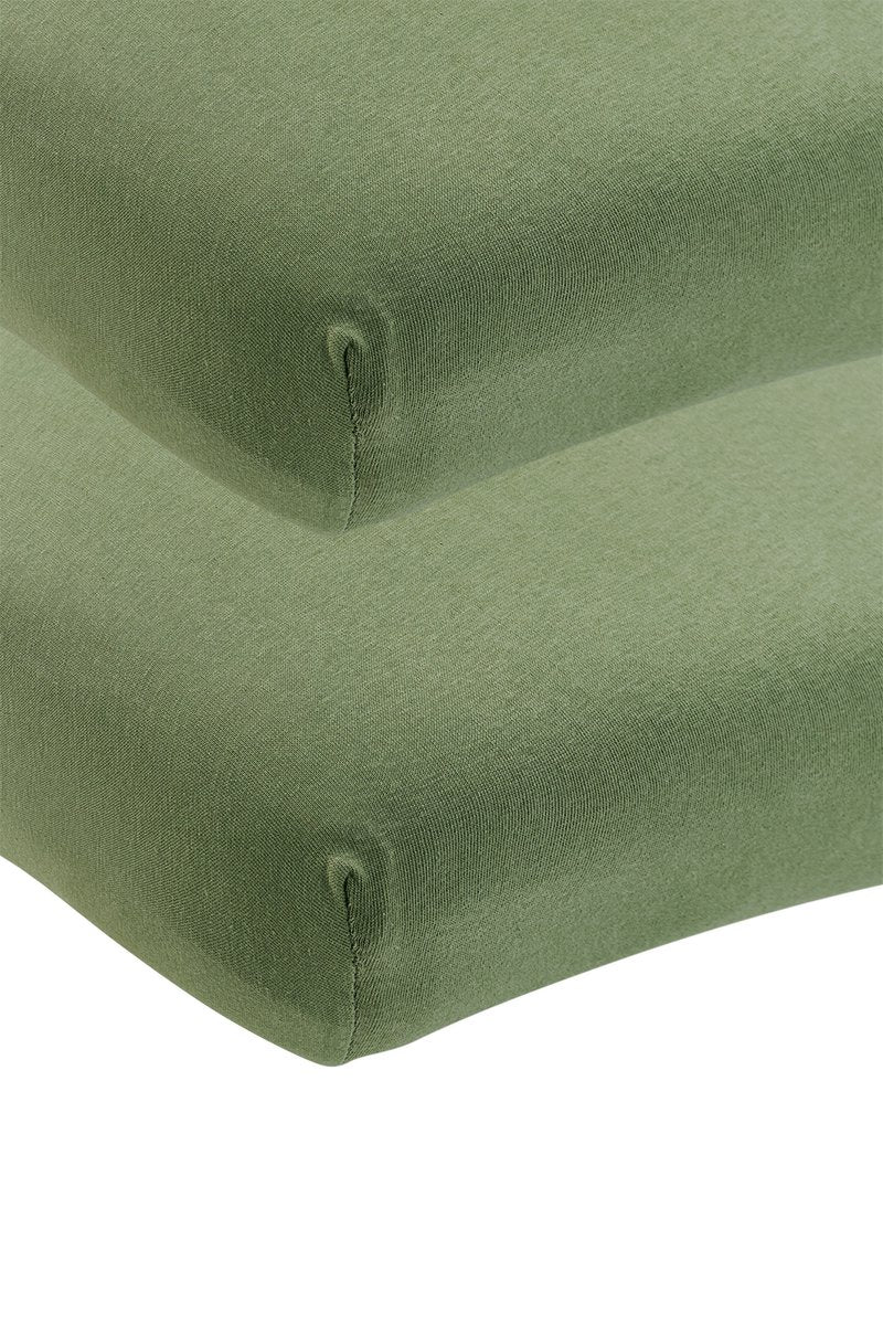 Lenzuolo con angoli Meyco per culla uni - confezione da 2 - jersey - verde oliva - 40x80 90 cm