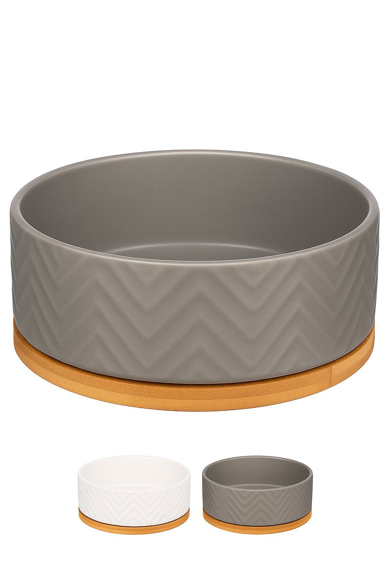 Cuenco de comida para perros Flamingo - bebedero para perros - cuenco de comida para perros con soporte - cuenco de comida para perros de cerámica - ø16 cm - 990ml - cuenco de comida gris bianco