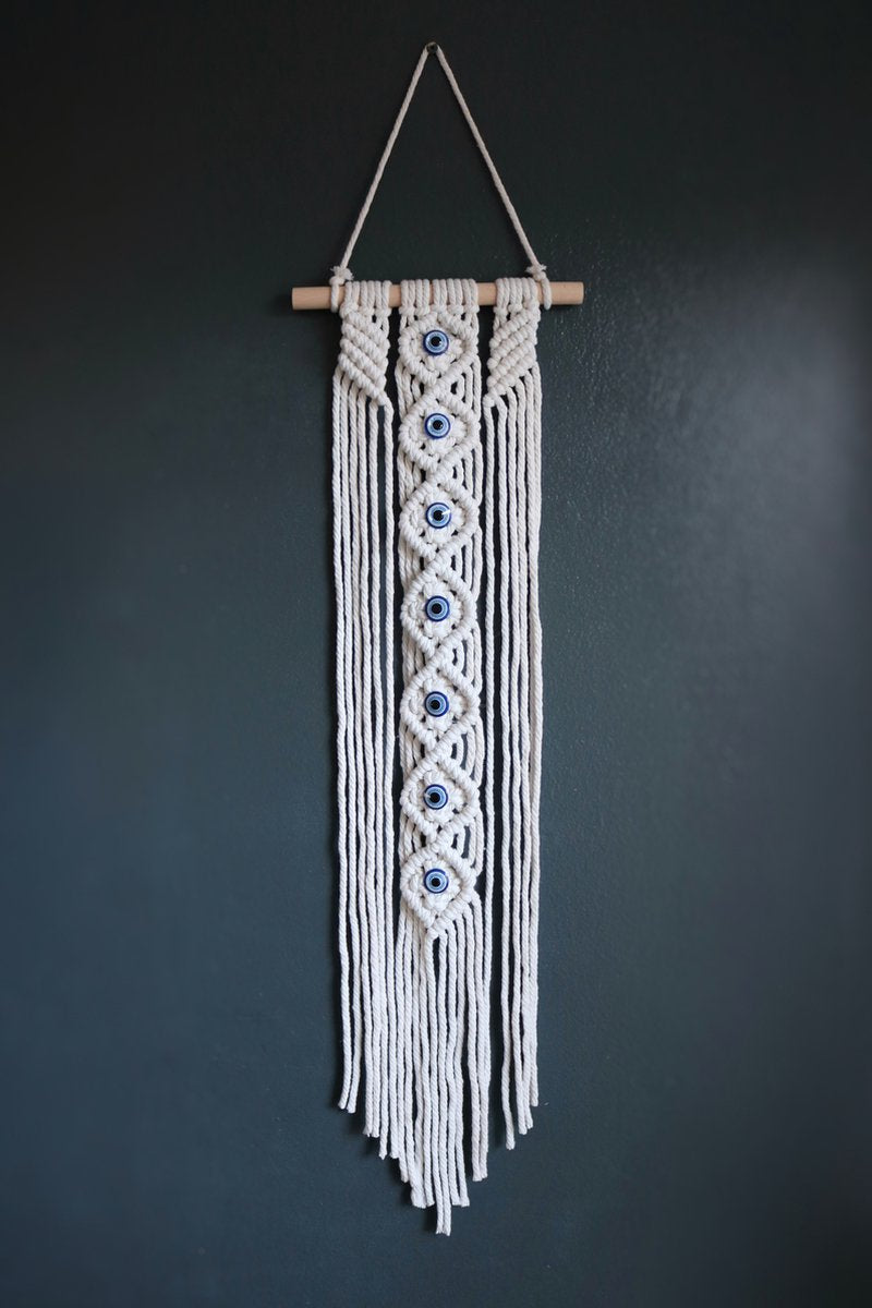 Motivagems protección atrapasueños - con ojo de macramé azul blanco rosa