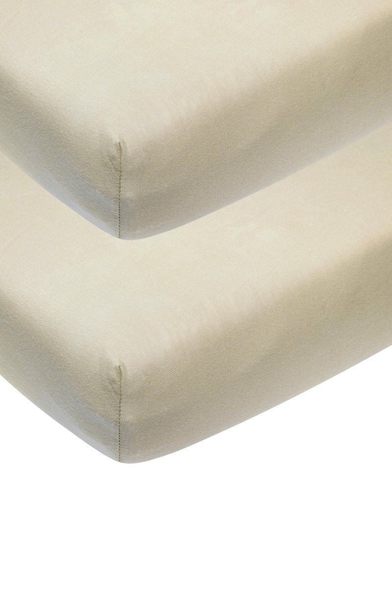 Meyco baby uni hoeslaken ledikant - 2-pack - sand - 60x120cm