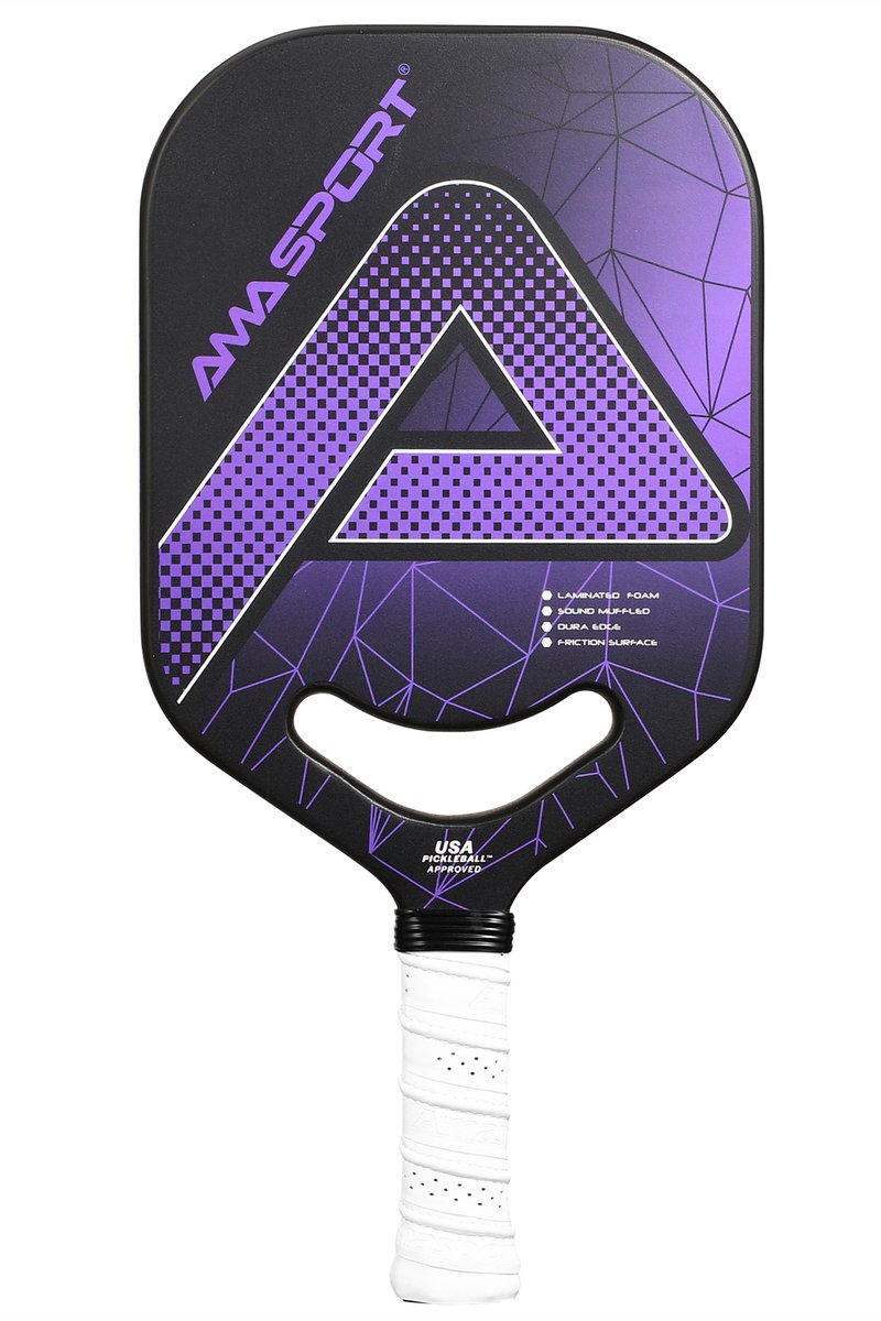 Pala da pickleball Ama sport pp001-c1p viola nero – superficie in grafite – nucleo da 20 mm – manico forgiato aero-duraedge cx –