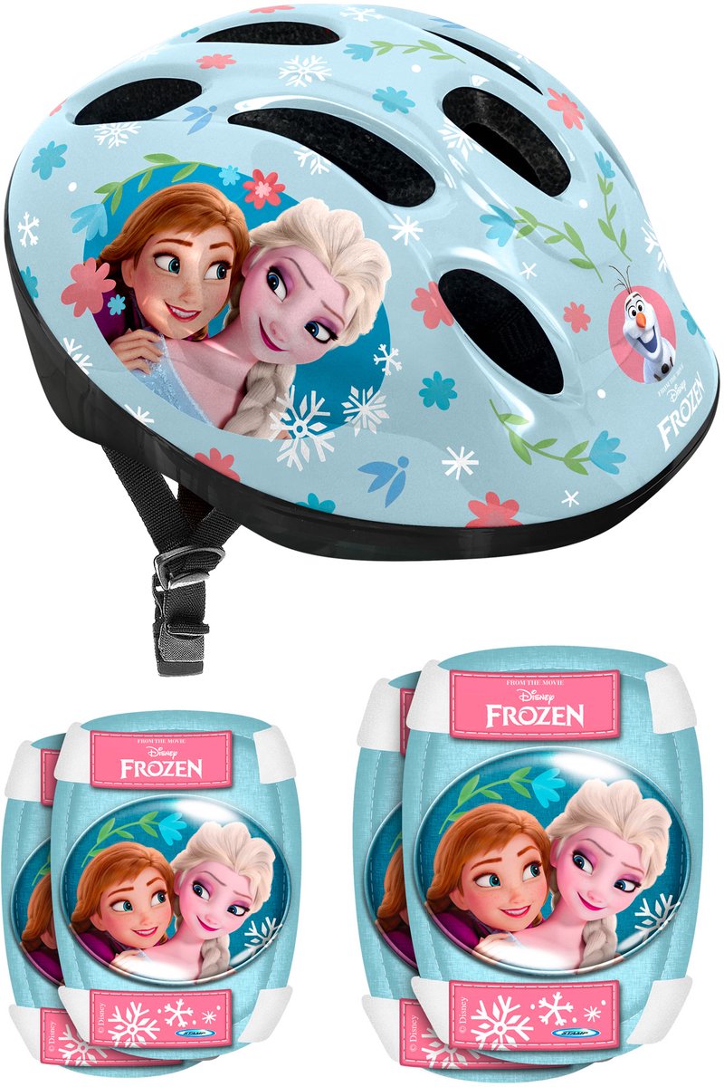 Timbro casco per bambini Disney con protezioni Frozen Girls blu 5 pezzi