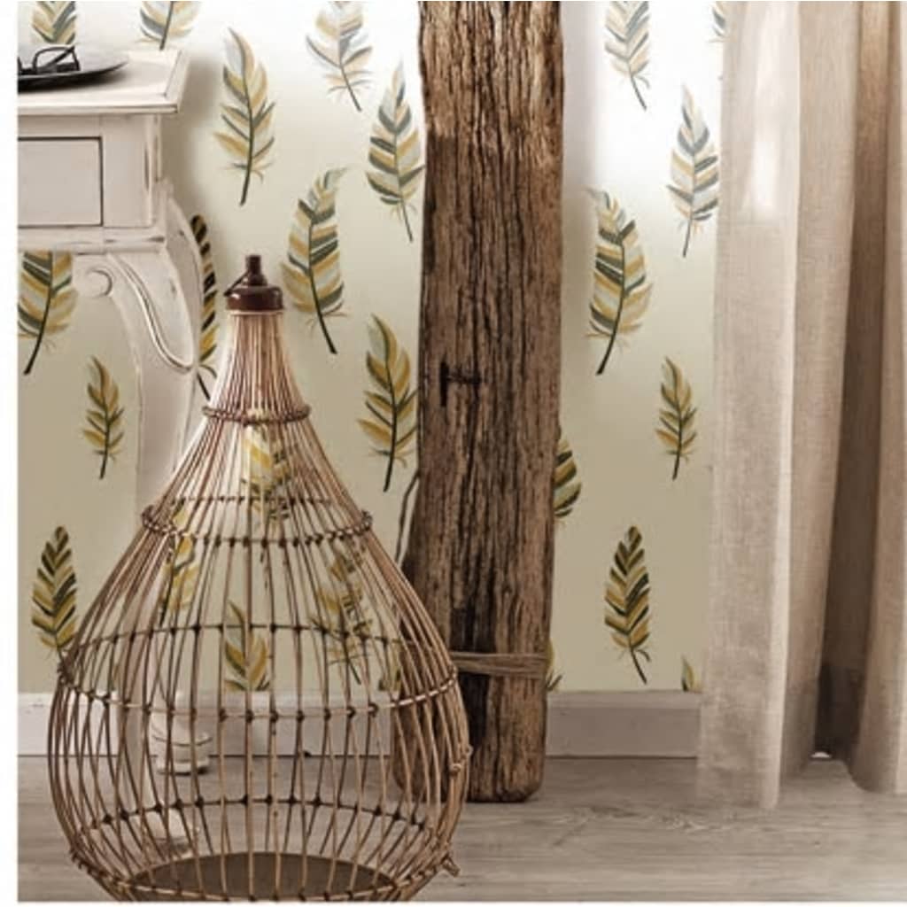 Noordwand Wallpaper Noordwand Wallpaper Urban Friends Feathers White and Silver Coloded