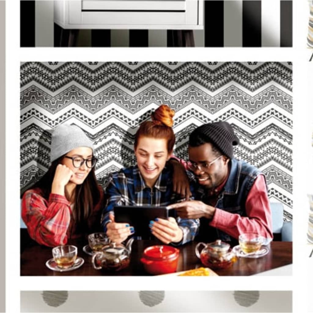 Noordwand Noordwand Wallpaper Urban Friends Coffee Etnico White and Black