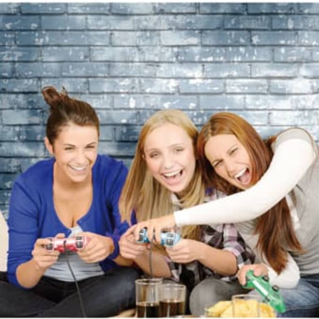 Noordwand behang urban friends coffee bricks blauw en wit