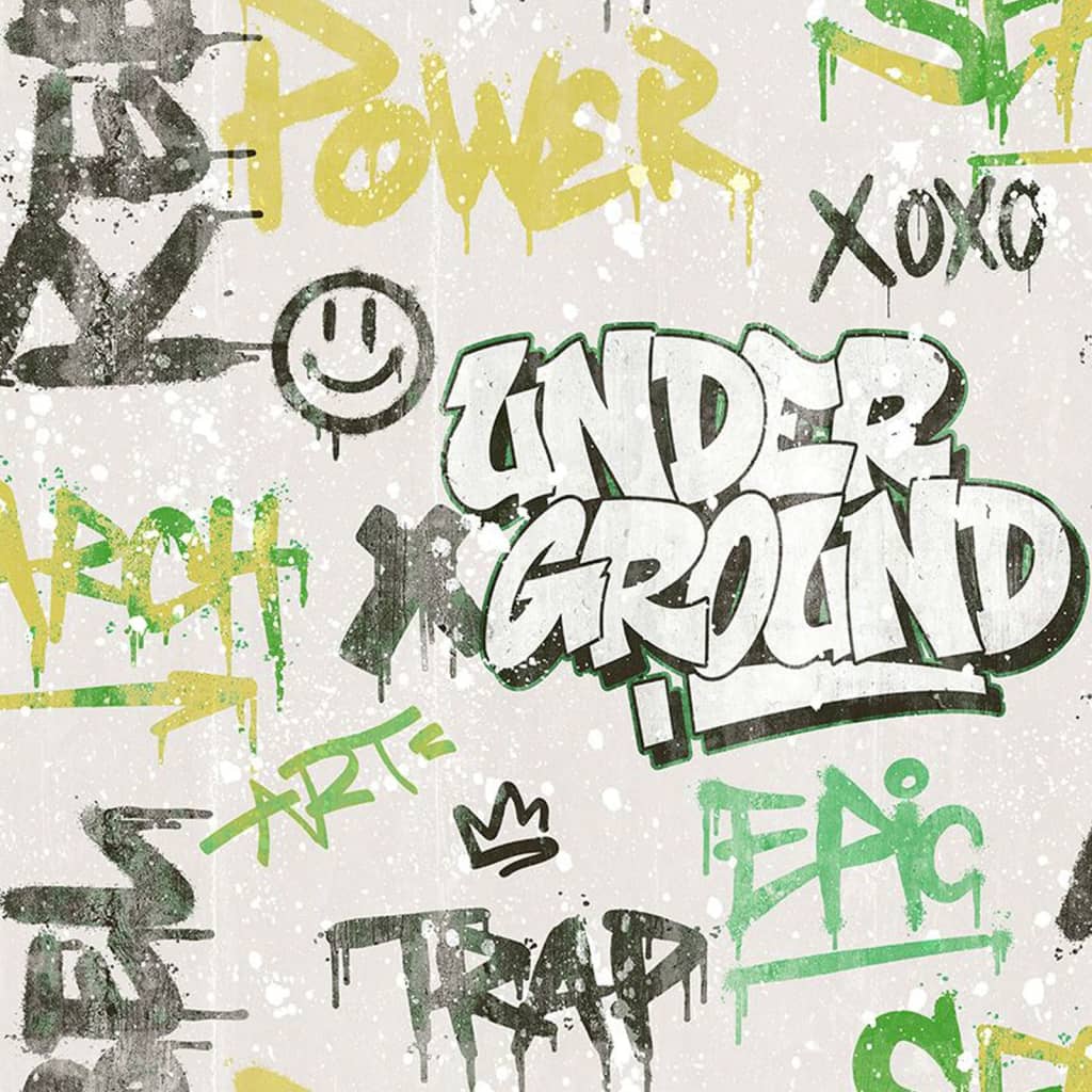 Wall Wall North Wall Wallpaper Friends Friends Coffee Graffity Stampa grigio e verde