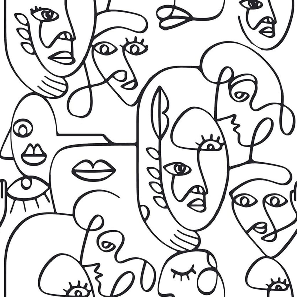 North Wall Noordwand Wallwand Friends Coffee Line Art caras blancos y negros