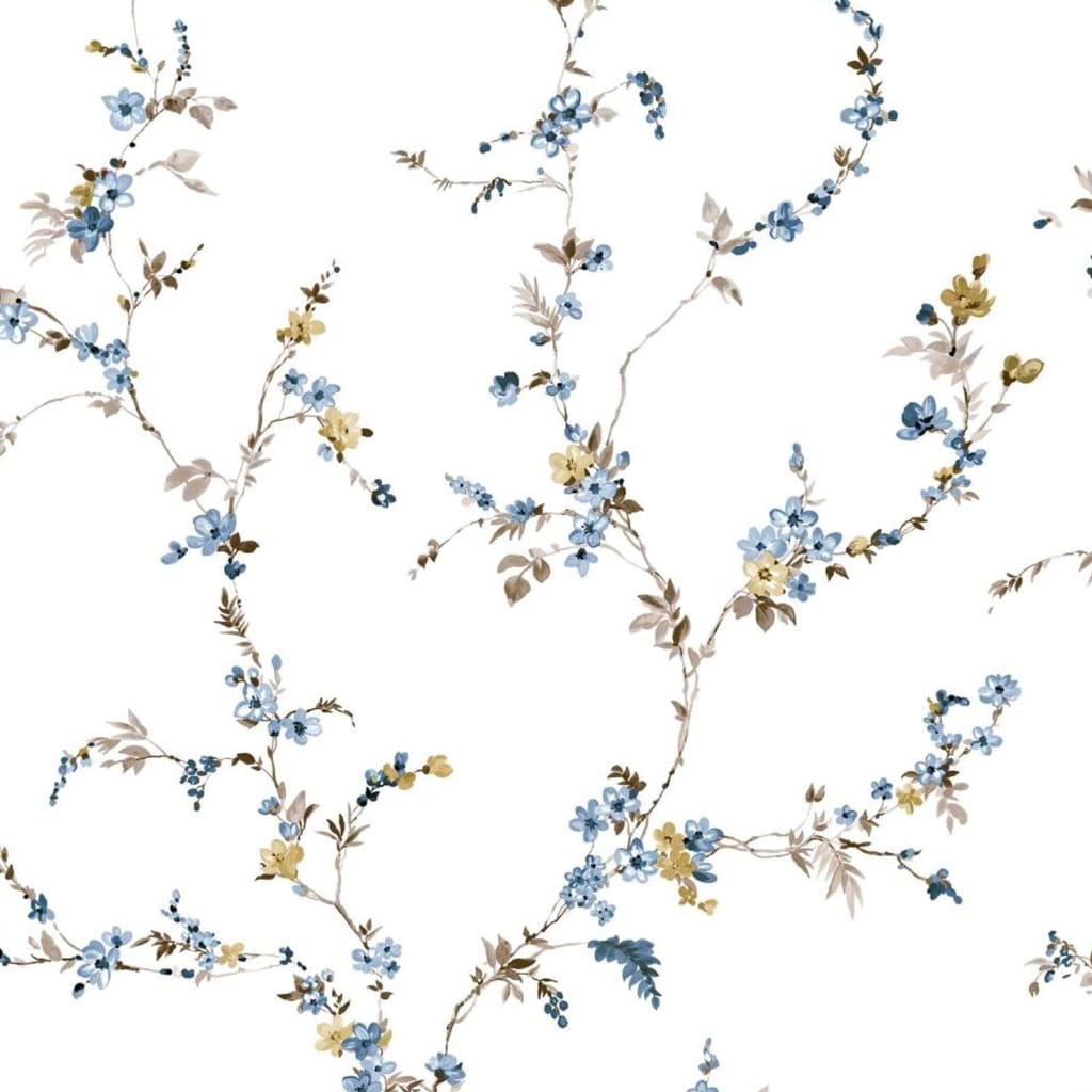 Sfondo North Wall Noord Wallpaper Blooming Garden 6 fili floreali bianchi e blu