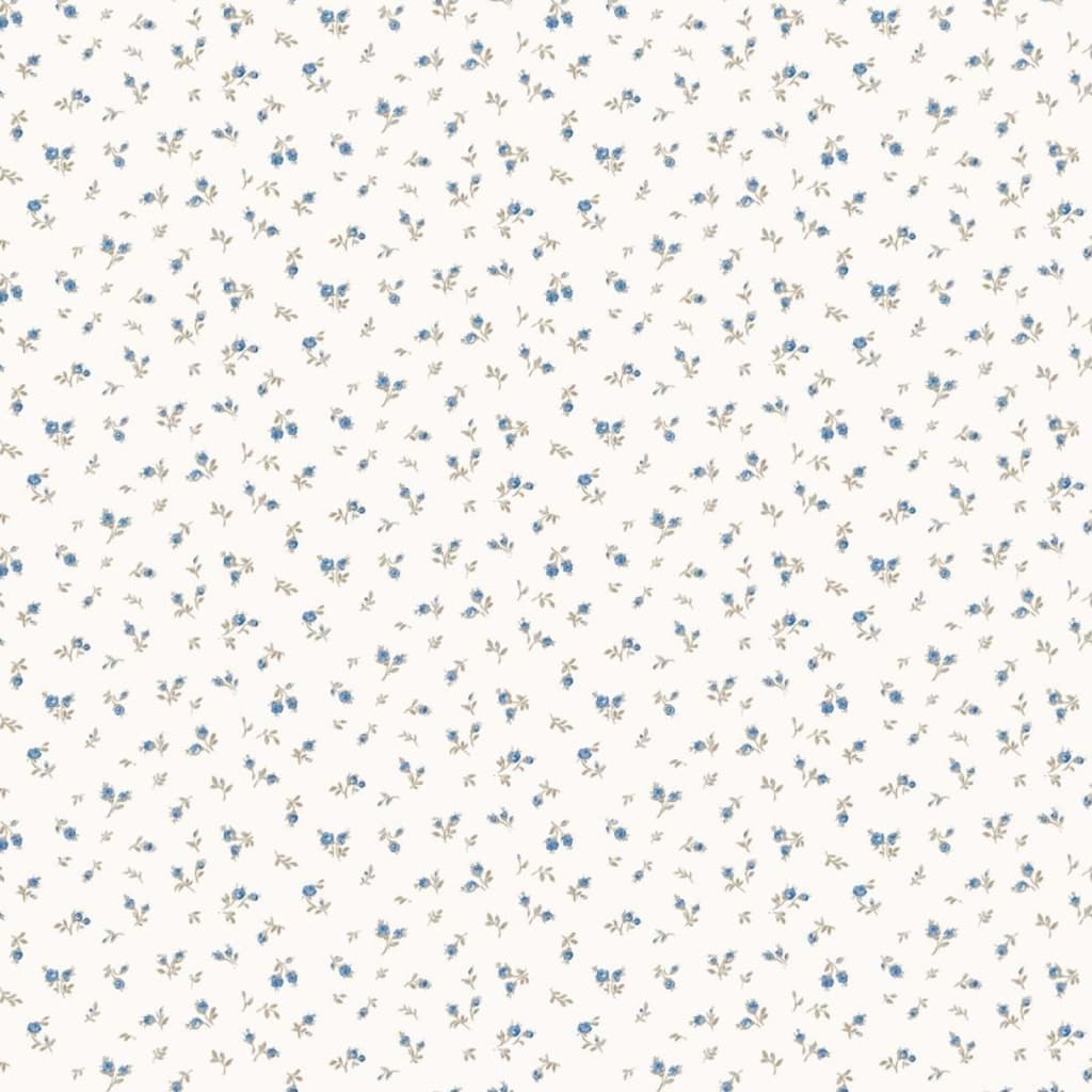 North Wall Noord Wallpaper Blooming Garden 6 Little Roses Bianco e Blu