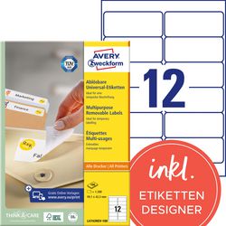 Etichette rimovibili avery zweckform l4743rev-100 universale bianco