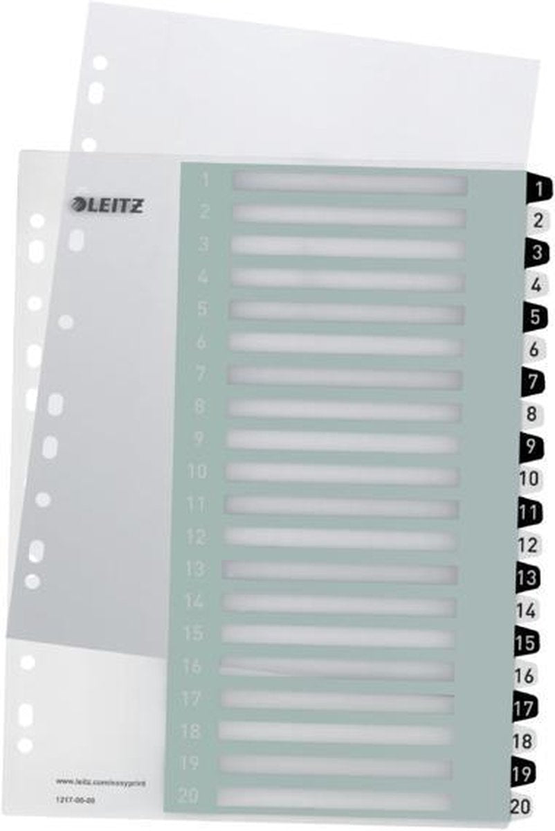 Leitz wow tab 1-20 tabs riutilizzabili formato a4 in bianco e nero