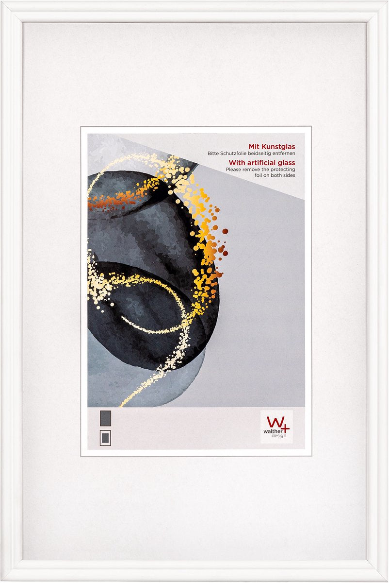 Walther select - houten lijst - fotoformaat 20x30 cm - kunstglas - wit