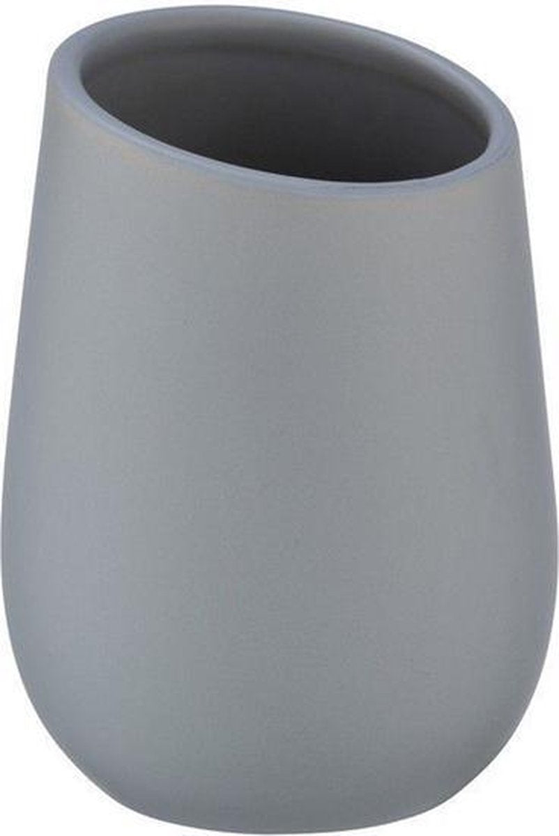 Wenko portacepillos badi cerámica gris mate - vaso para cepillos de dientes