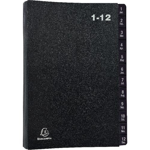 Carpeta clasificadora exacompta negra 1-12 pestañas
