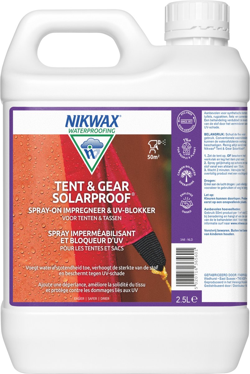 Equipo de tienda Nikwax resistente al sol 2,5 litros