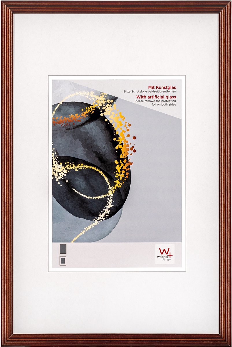 Walther select - houten lijst - fotoformaat 20x30 cm - kunstglas - bruin