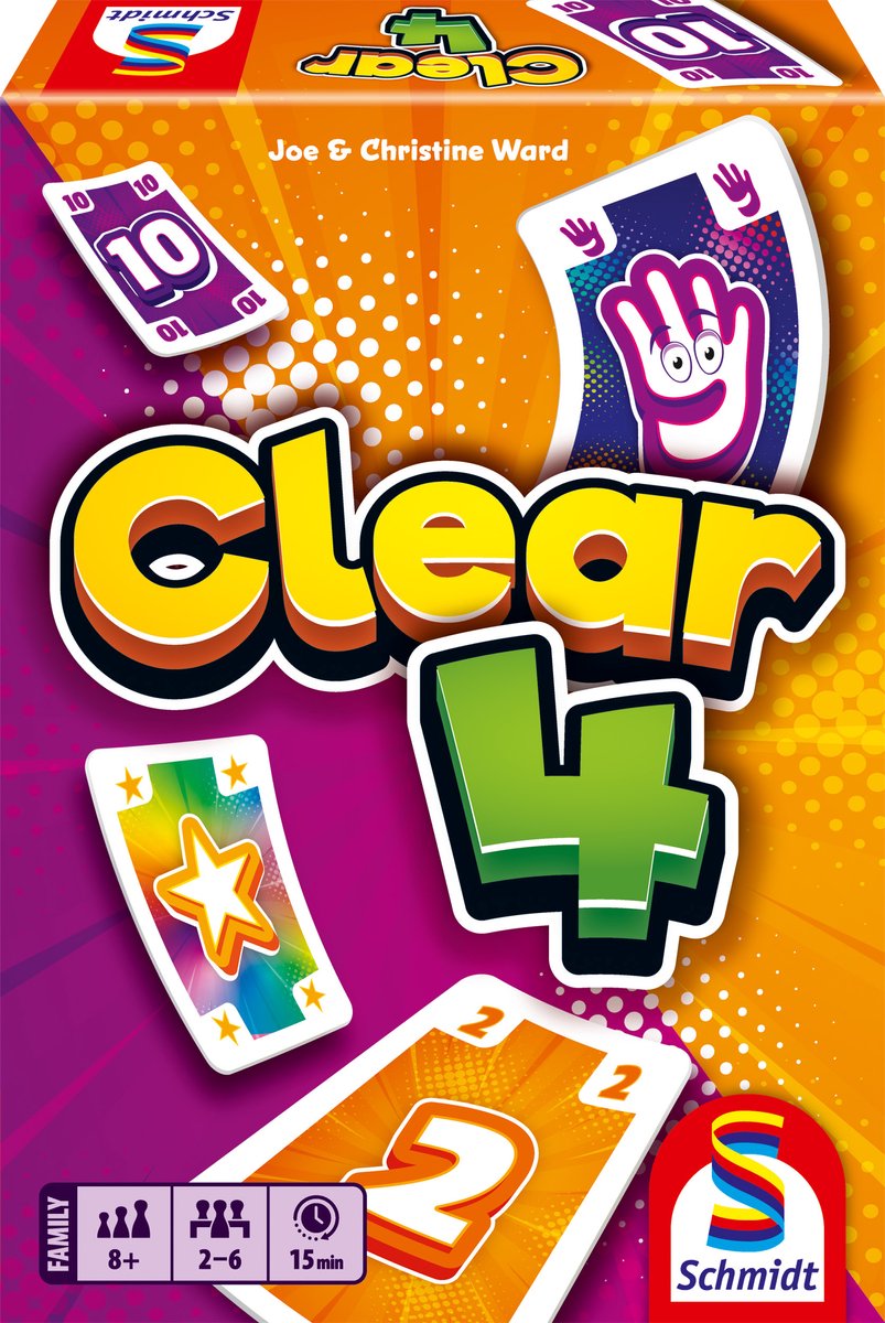 Schmidt ® - clear 4 - gioco di carte veloce - gioco d'azione con carte push e jolly - da 8 anni - 2-4 giocatori