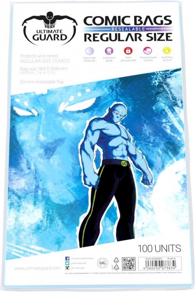 Bolsas de cómics Ultimate Guard resellables (100) - tamaño normal